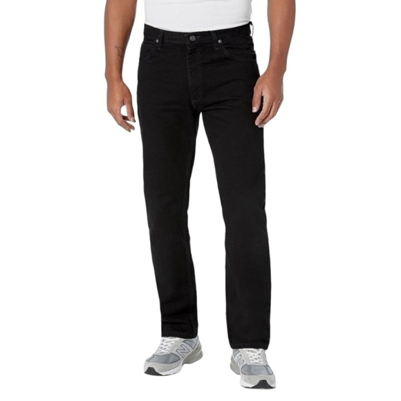 NWT Mens Jeans Wrangler Authentics Classic Regular Fit Cotton Jeans Black Denim - Picture 1 of 10